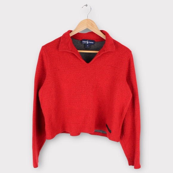 Ralph Lauren Sweaters - Vintage Ralph Lauren RL2000 Red Cropped Pullover Sweater Women's Small